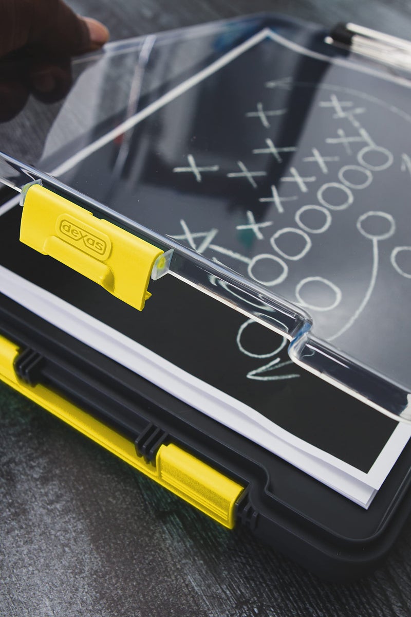 Dexas Clearview Clipcase Clipboard, 13.75 x 9.5 in, Gray/Yellow. See Papers Clearly Outdoors, Stay Organized and Dry. Ideal for Coaching, Teaching, homeschooling, Art, Trades, and Medical pros. - Image 3
